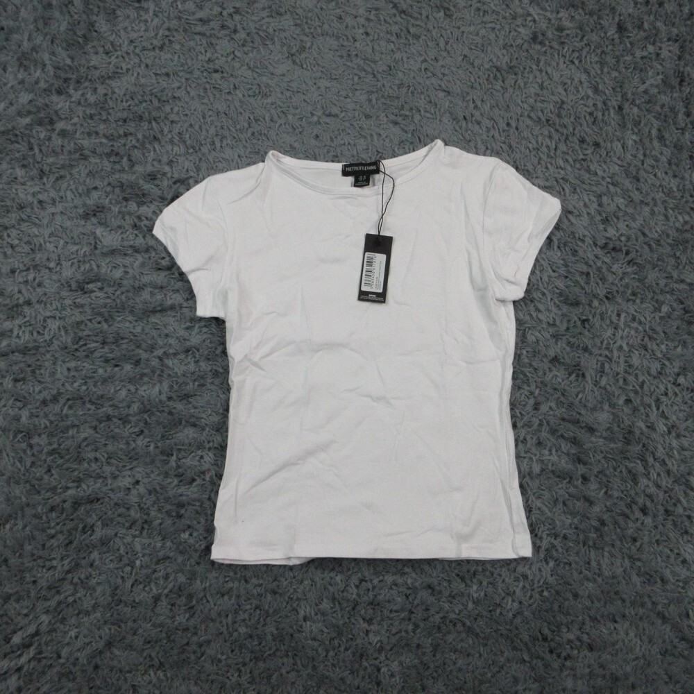 PrettyLittleThing Shirt Womens 6 White Modal Cotton Longline Fitted Tee NWT